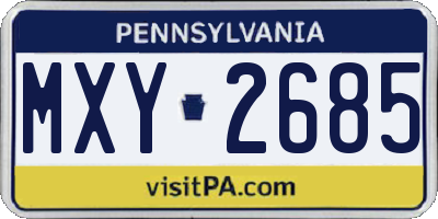 PA license plate MXY2685