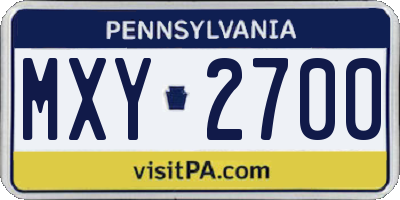 PA license plate MXY2700