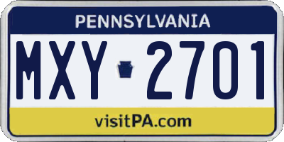 PA license plate MXY2701