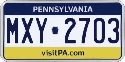 PA license plate MXY2703