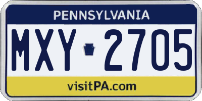 PA license plate MXY2705