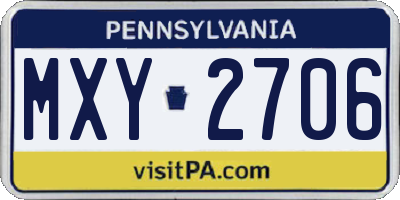 PA license plate MXY2706