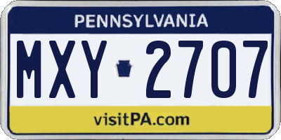 PA license plate MXY2707