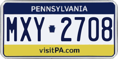 PA license plate MXY2708