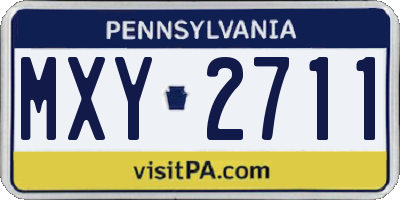PA license plate MXY2711