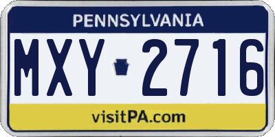 PA license plate MXY2716
