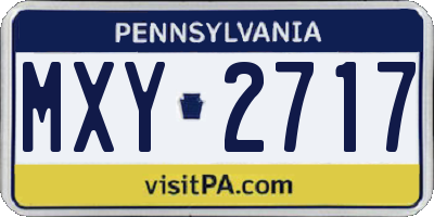 PA license plate MXY2717
