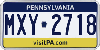 PA license plate MXY2718