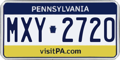 PA license plate MXY2720