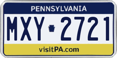 PA license plate MXY2721