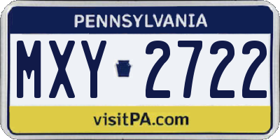 PA license plate MXY2722
