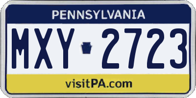 PA license plate MXY2723