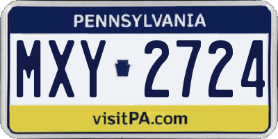PA license plate MXY2724