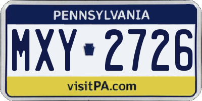 PA license plate MXY2726