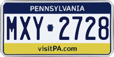 PA license plate MXY2728