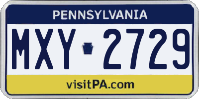 PA license plate MXY2729