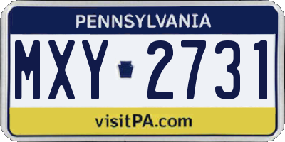 PA license plate MXY2731