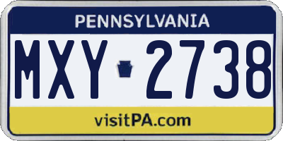 PA license plate MXY2738