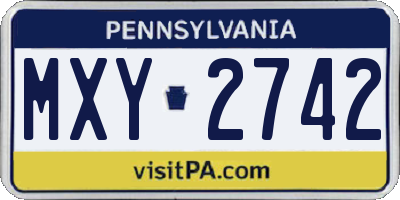 PA license plate MXY2742