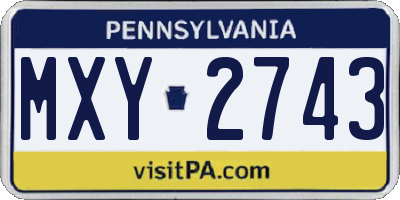 PA license plate MXY2743