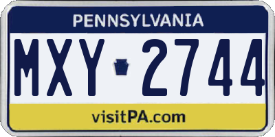 PA license plate MXY2744