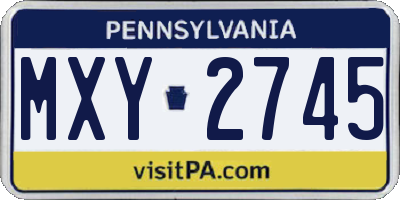 PA license plate MXY2745