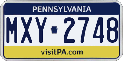 PA license plate MXY2748