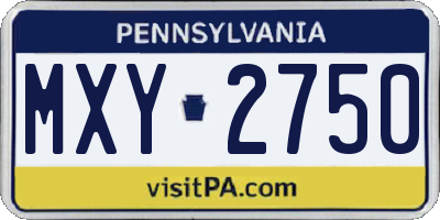 PA license plate MXY2750