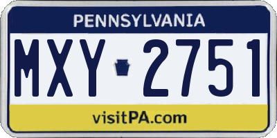 PA license plate MXY2751