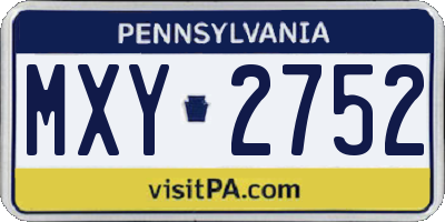 PA license plate MXY2752