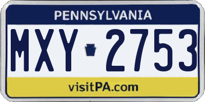 PA license plate MXY2753