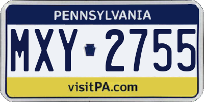 PA license plate MXY2755
