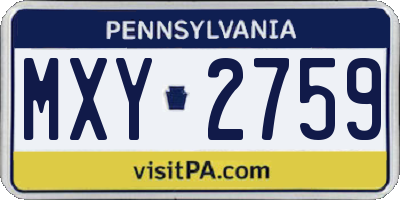 PA license plate MXY2759