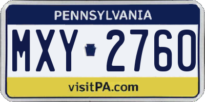PA license plate MXY2760