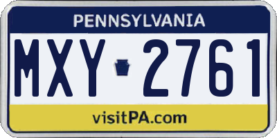 PA license plate MXY2761