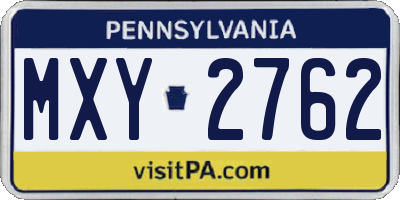 PA license plate MXY2762