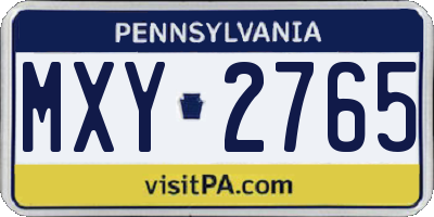 PA license plate MXY2765