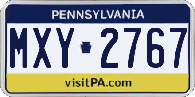 PA license plate MXY2767