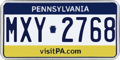 PA license plate MXY2768