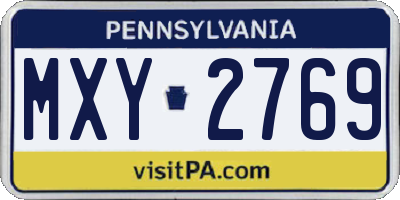 PA license plate MXY2769