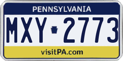 PA license plate MXY2773