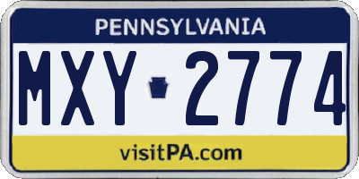 PA license plate MXY2774