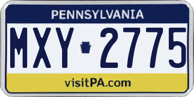 PA license plate MXY2775