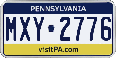 PA license plate MXY2776