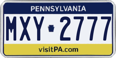 PA license plate MXY2777