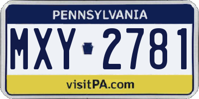 PA license plate MXY2781