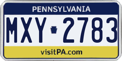 PA license plate MXY2783