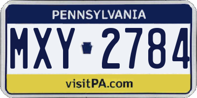 PA license plate MXY2784