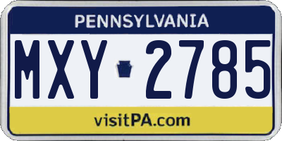 PA license plate MXY2785