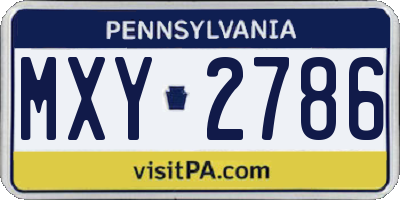 PA license plate MXY2786